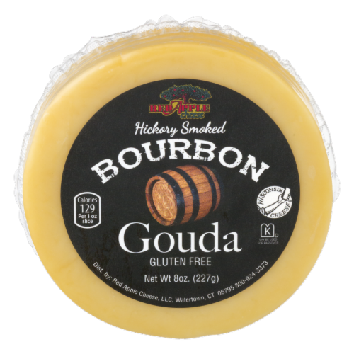 Red Apple Cheese Hickory Smoked Bourbon Gouda Perspective: front