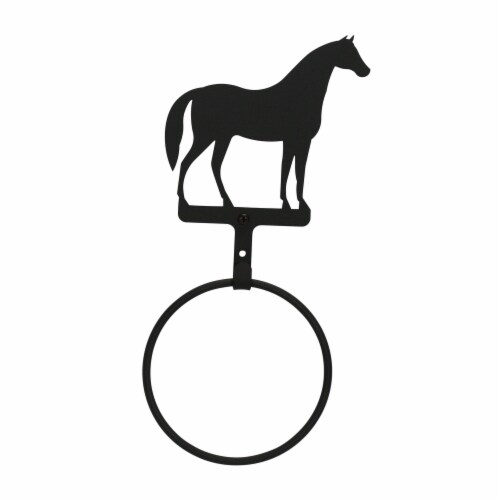 Home Decorative Indoor Black Standing Horse - Towel Ring Perspective: front