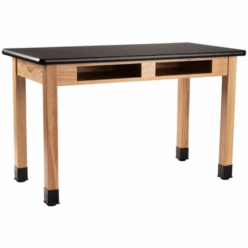 NPS 30x72 Wood Science Lab Table with HPL Top and Book Compartments in Black, 1 Fred Meyer