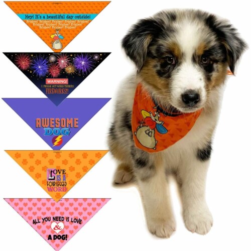 Stonehouse Collection 5 Fun Dog Bandana Med to Large Dogs