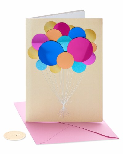 Papyrus #56 Birthday Card (Pailette Balloons) Perspective: front