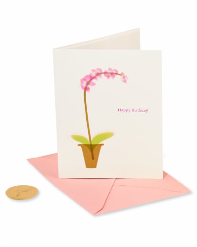 Papyrus Birthday Card (Pink Orchid) Perspective: front