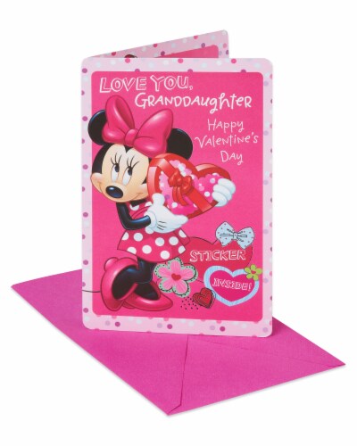 American Greetings Valentine's Day Card for Granddaughter with Stickers (Minnie Mouse) Perspective: front