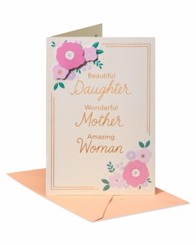 American Greetings #59 Mother's Day Card for Daughter (Lettering with Florals) Perspective: front