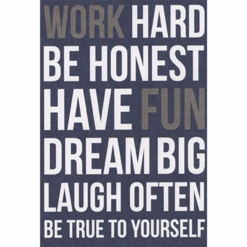 Recycled Paper Greetings Work Hard, Be Honest, Have Fun, Dream Big Graduation Congrats Card Perspective: front
