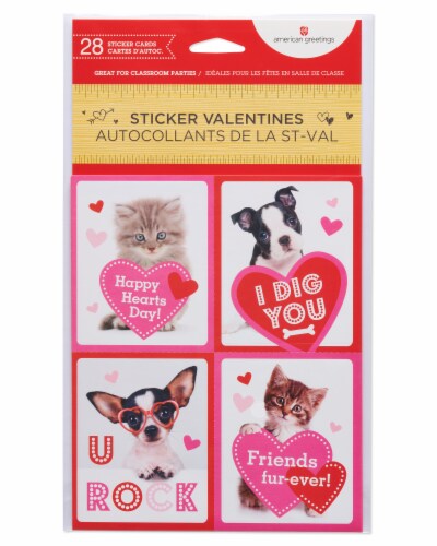 American Greetings Pets Valentine's Day Stickers Perspective: front