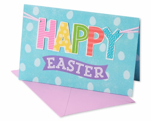 American Greetings Polka Dot Easter Greeting Card with Ribbon Perspective: front