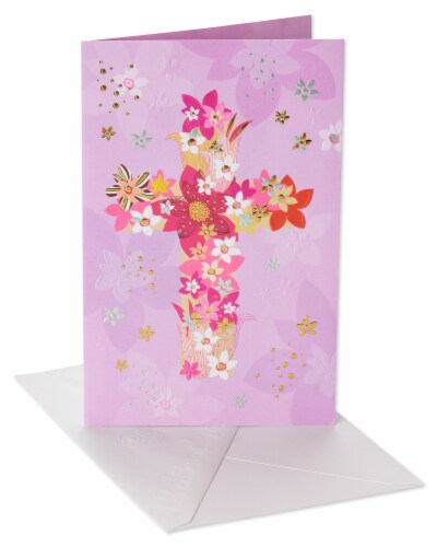 American Greetings Religious Floral Easter Card with Foil Perspective: front