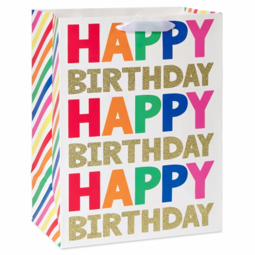 American Greetings Large Gift Bag - Happy Birthday Lettering (#3) Perspective: front