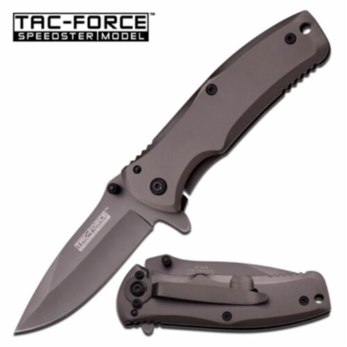 Tac-Force TF-848 Grey Titanium Spring Assisted Folding Knife Perspective: front