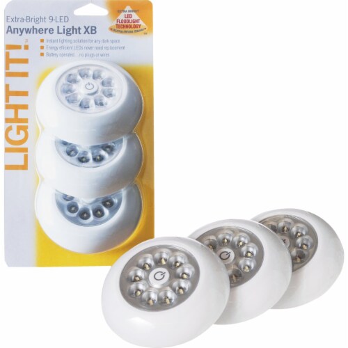 Light It 9 Bulb White LED Battery Tap Light 3 Pack 30016 308 1 King Soopers