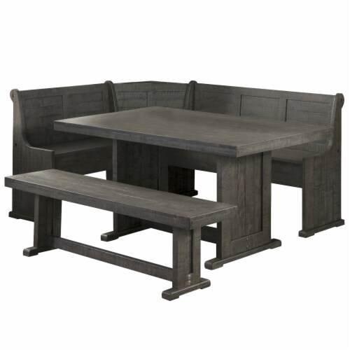 Sunny Dining Nook Table Set Distressed Grey Wood Kitchen