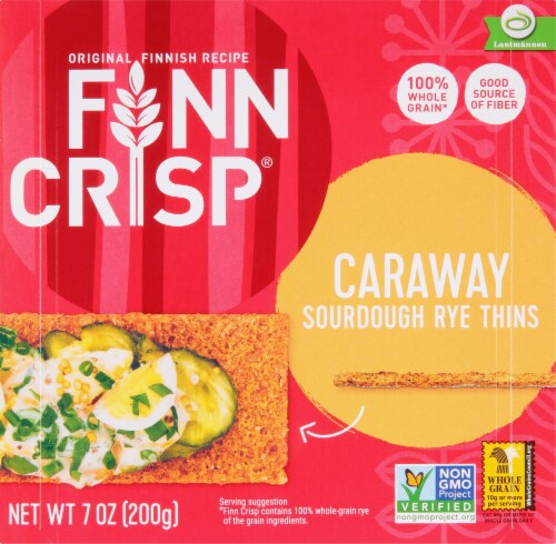 Finn Crisp Caraway Sourdough Rye Thin Crackers Perspective: front