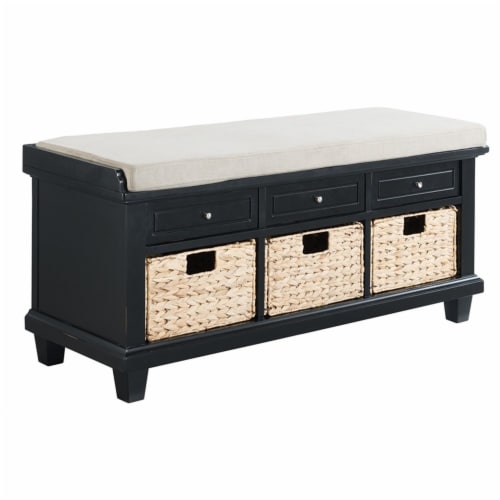 Black storage bench with baskets deals