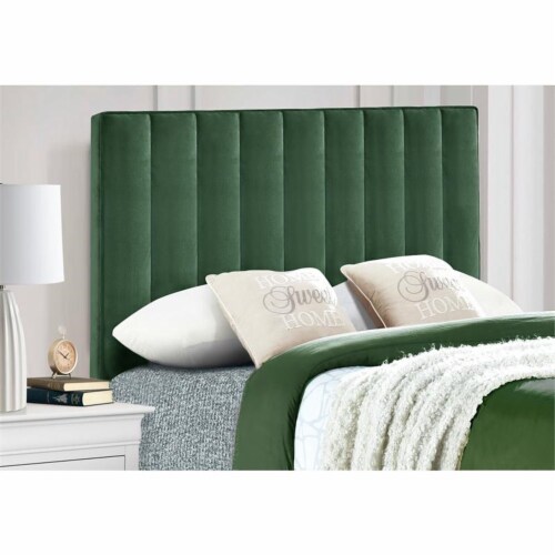 Crushed Velvet Channeled King or Cal King Headboard in Emerald