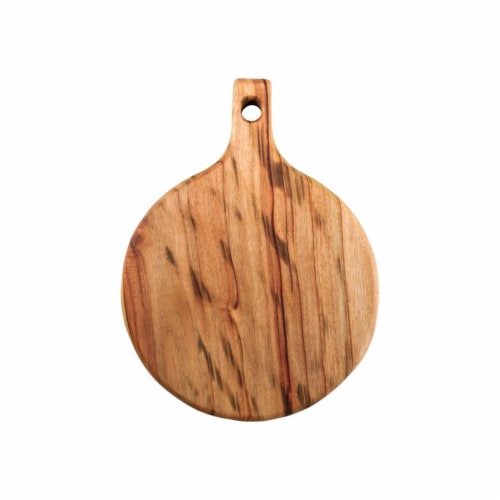 HomeRoots 469164 Natural Wood Laurel Wood Anti Bacterial Round Pizza Paddle Board Perspective: front