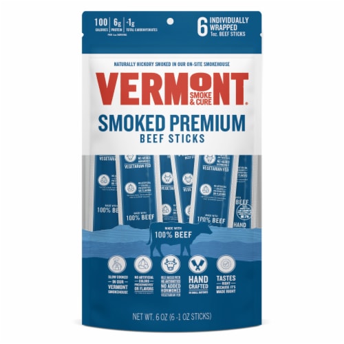 Vermont Smoke & Cure® Hickory Smoked Premium Beef Sticks Perspective: front