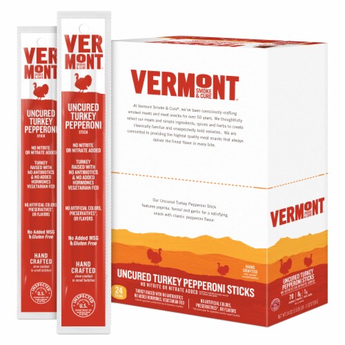 Uncured Pepperoni – Turkey – Healthy Meat Protein – 1oz Jerky Sticks – 24 count carton Perspective: front