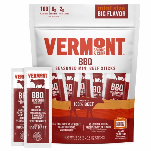 Vermont® Smoke & Cure BBQ Beef Mini Meat Sticks Go-Pack Perspective: front