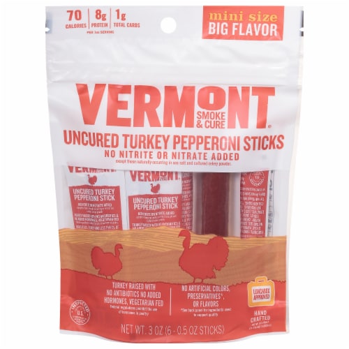 Vermont Smoke & Curego-Pack Turkey Pepperoni Mini Meat Stick3 Oz Perspective: front