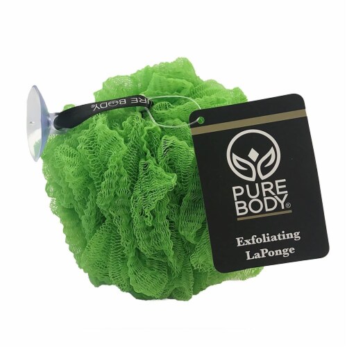 Pure Body Tropical Green Exfoliating Pouf Perspective: front