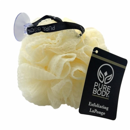 Pure Body Beige Exfoliating Pouf Perspective: front