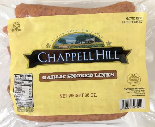 Chappell Hill Garlic Smoked Sausage Links Perspective: front