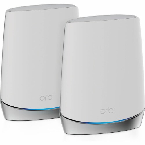 Netgear RBK752100NAS Orbi AX4200 Wireless Tri-Band Mesh Wi-Fi 6 System, Router + 1 Satelli Perspective: front