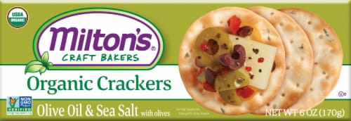 Milton's Craft Bakers Organic Olive Oil & Sea Salt Crackers Perspective: front