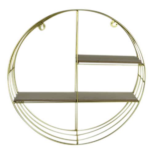 New View Circular Metal Shelf - Gold Perspective: front