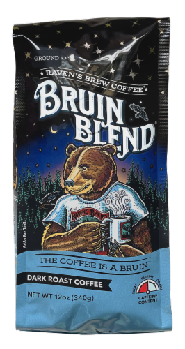 Raven's Brew Bruin Blend Full City Roast Ground Coffee Perspective: front