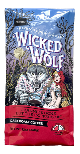 Raven's Brew Wicked Wolf Dark Roast Ground Coffee Perspective: front