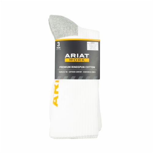 Ariat Work Premium Ringspun Cotton Crew Socks - White Perspective: front