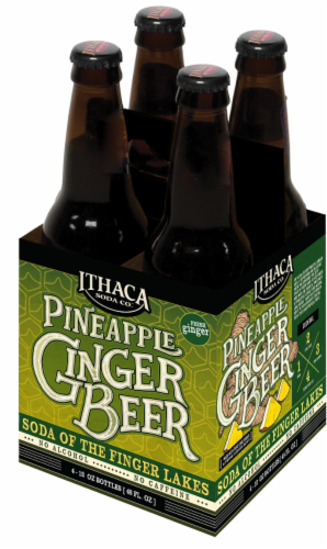 Ithaca Beer Co. Pineapple Ginger Beer Soda Bottles Perspective: front