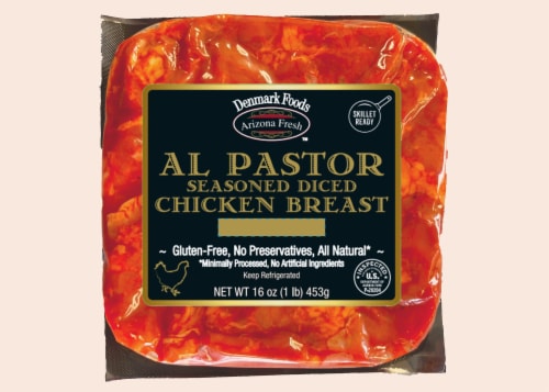 Denmark Foods Arizona Fresh™ Al Pastor Seasoned Diced Chicken Breast Perspective: front