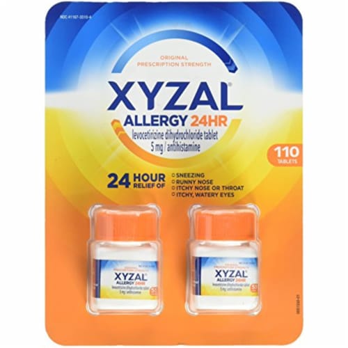XYZAL Allergy 24 Hour, 55 Count (Pack of 2) Perspective: front