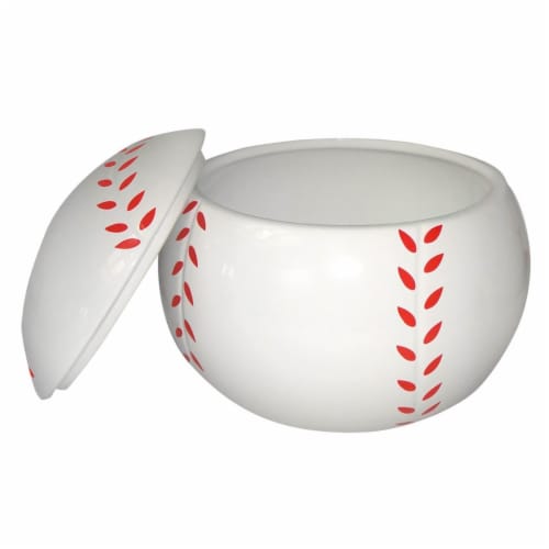 KitchenWorthy Baseball Cookie Jar Red, White Perspective: front