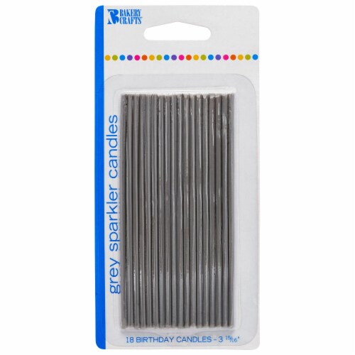 Bakery Crafts Gray Sparkler Birthday Candles 18 Count Perspective: front