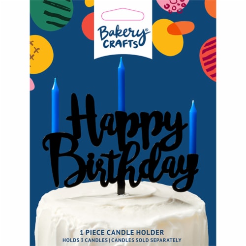 DecoPac Bakery® Crafts Happy Birthday Candle Holder - Black Perspective: front