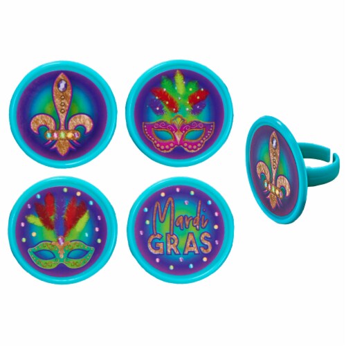 DecoPac Mardi Gras Celebration Ring Cupcake Decorations Perspective: front