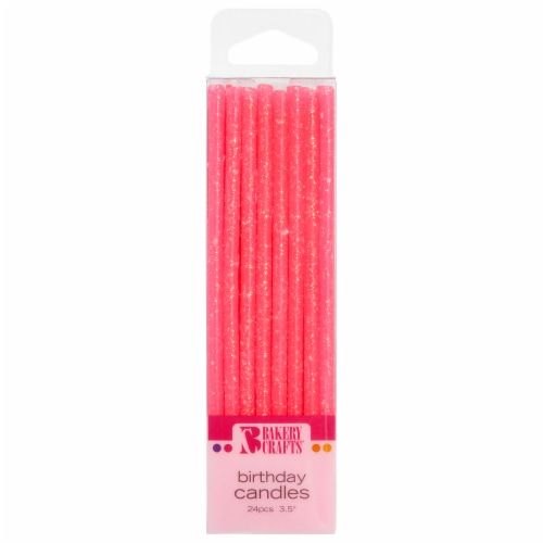 Bakery Crafts Slim Pink Birthday Candles 24 Count Perspective: front