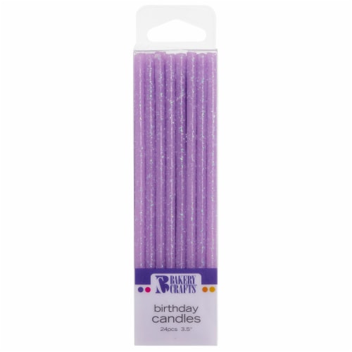 Bakery Crafts Slim Purple Birthday Candles 24 Count Perspective: front