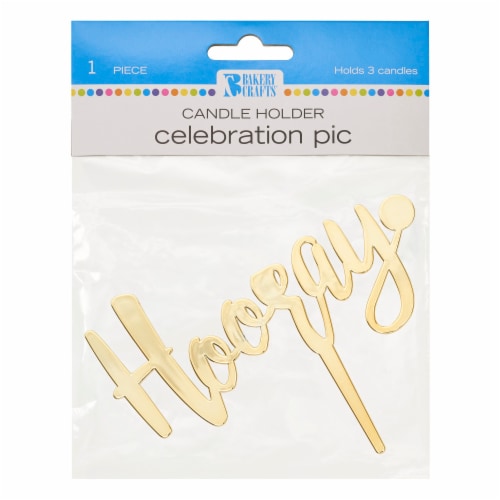 DecoPac Bakery Crafts Celebration Pic Hooray Candle Holder Perspective: front