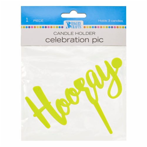 DecoPac Bakery Crafts Celebration Pic Hooray Candle Holder - Yellow Perspective: front