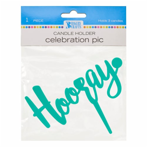 DecoPac Bakery Crafts Celebration Pic Hooray Candle Holder - Green Perspective: front