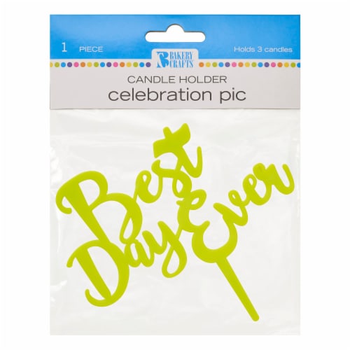 DecoPac Candle Holder Lime Green Celebration Pic Perspective: front