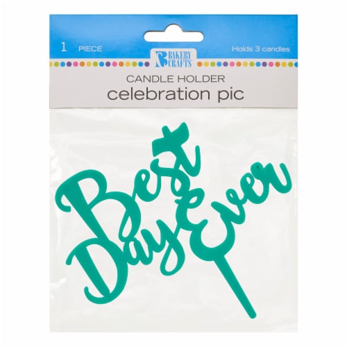 DecoPac Candle Holder Teal Celebration Pic Perspective: front