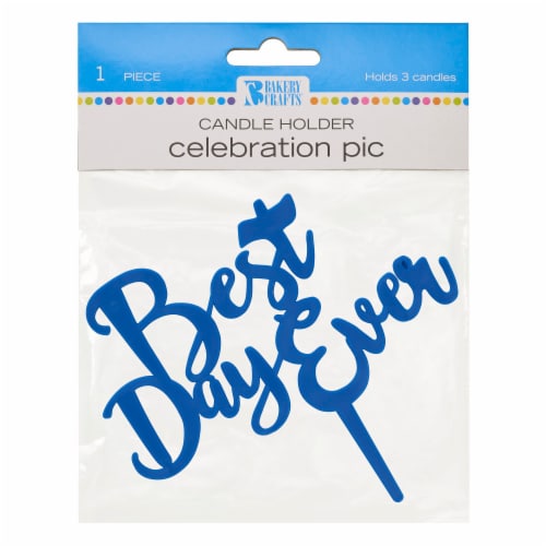 DecoPac Candle Holder Blue Celebration Pic Perspective: front