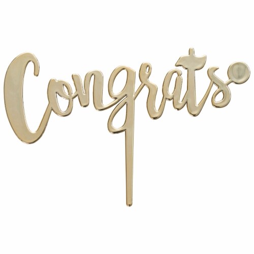 DecoPac Congrats Candle Holder - Gold Perspective: front