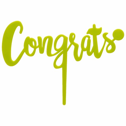 DecoPac Lime Green Congrats Celebration Pic Candle Holder Perspective: front